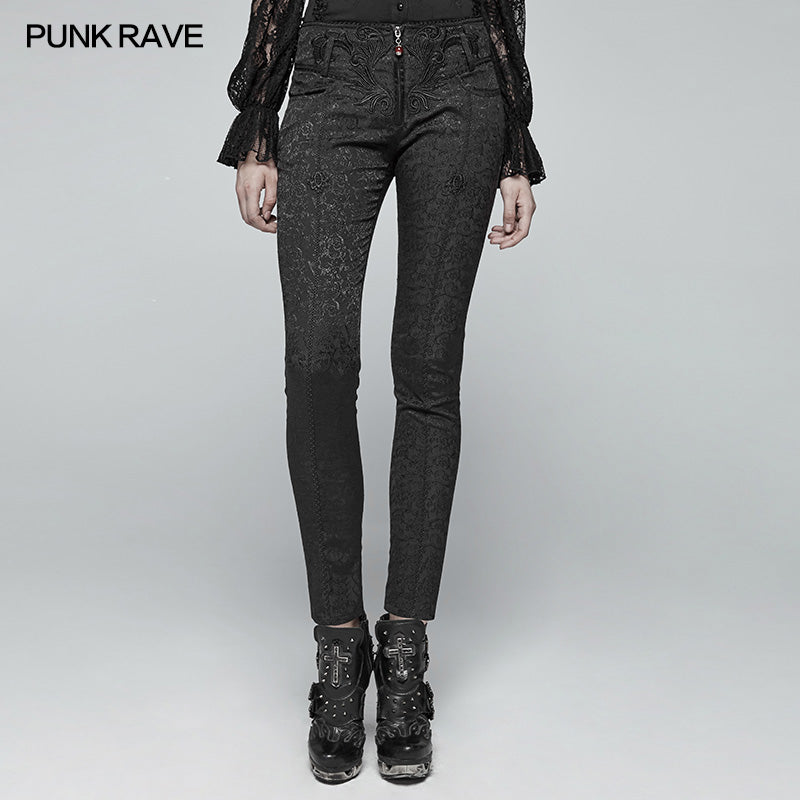 WK-351 Gothic Jacquard Trousers?-??Punk Rave Clothing