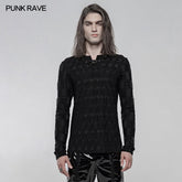 WT-636TCM Dark Texture Long Sleeve T-shirt?-??Punk Rave Clothing