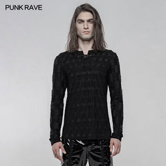 WT-636TCM Dark Texture Long Sleeve T-shirt?-??Punk Rave Clothing