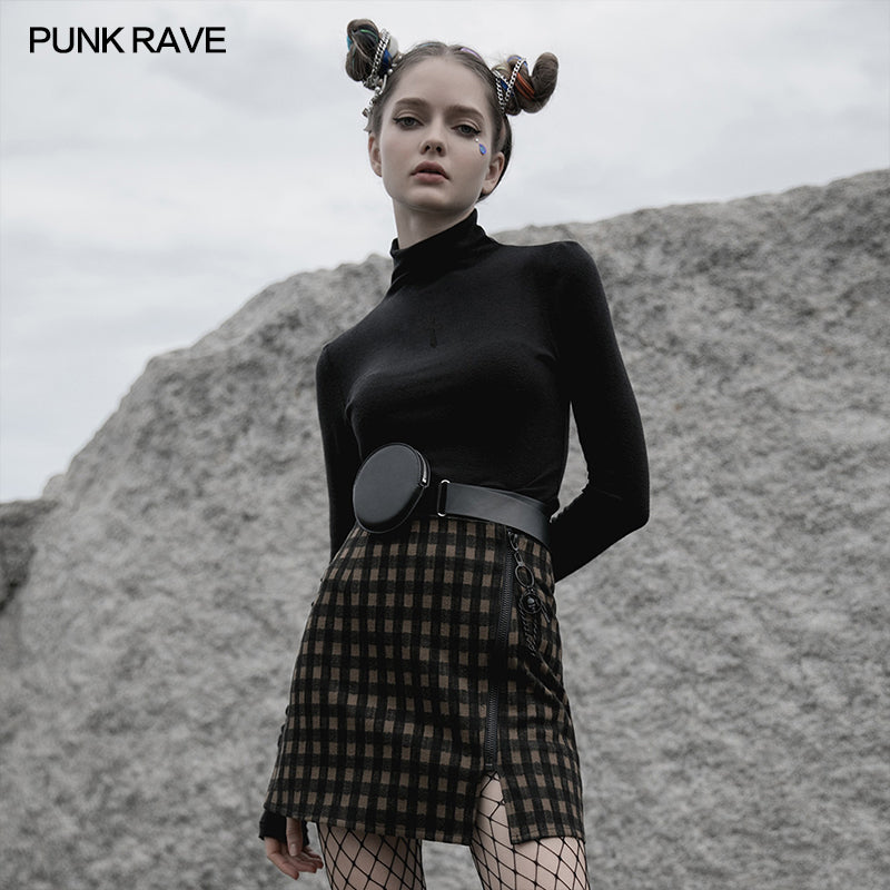 OPT-546TCF Pure dark series high-neck tight T-shirt?-??Punk Rave Clothing