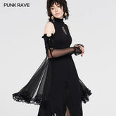 WS-349SSF Gothic Lace Shadow Flower Long Gloves?-??Punk Rave Clothing