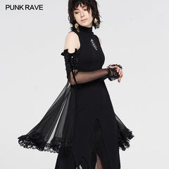 WS-349SSF Gothic Lace Shadow Flower Long Gloves?-??Punk Rave Clothing