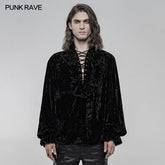 WY-1266CCM Velvet gothic shirt?-??Punk Rave Clothing