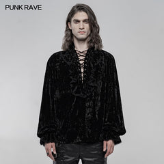 WY-1266CCM Velvet gothic shirt?-??Punk Rave Clothing