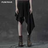 WQ-506BQF Punk asymmetrmetric vertical half skirt?-??Punk Rave Clothing