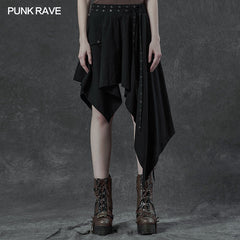 WQ-506BQF Punk asymmetrmetric vertical half skirt?-??Punk Rave Clothing