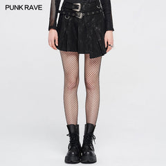 WQ-475DQF 2021 Irregular Patterns Punk Skirt With Buckle?-??Punk Rave Clothing