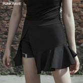 OPQ-514DQF black fake two-piece skirt?-??Punk Rave Clothing