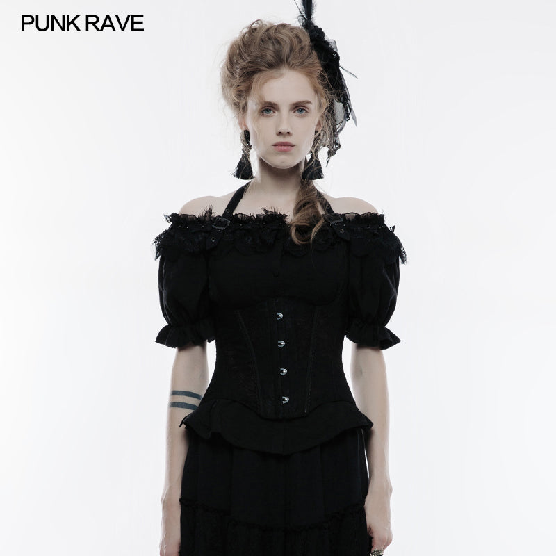 WY-838SYF Mystic Gothic Embossed Shirt with Intricate Baroque Design?-??Punk Rave Clothing