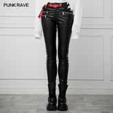 OPK-249 The soft, high-elastic denim fabric in contrast with elastic brush twill fabric Pants?-??Punk Rave Clothing