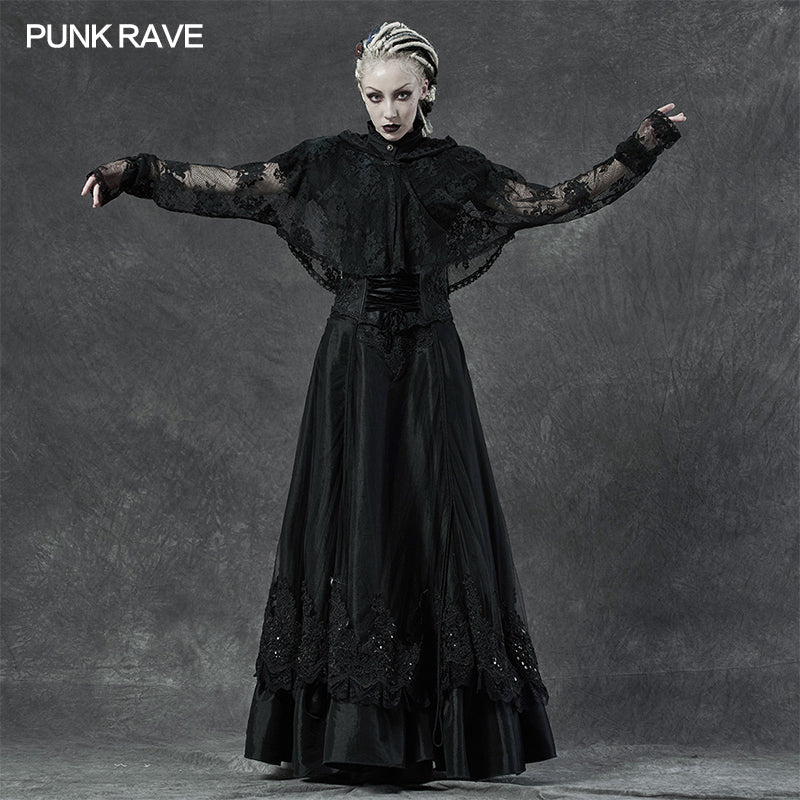 WY-1282XCF Goth lace Sun protection shirt?-??Punk Rave Clothing