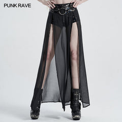 WQ-494 Punk fake two-pieces half skirt?-??Punk Rave Clothing