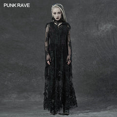 WY-1273LQF Gothic lace 3D embroidered long coat?-??Punk Rave Clothing