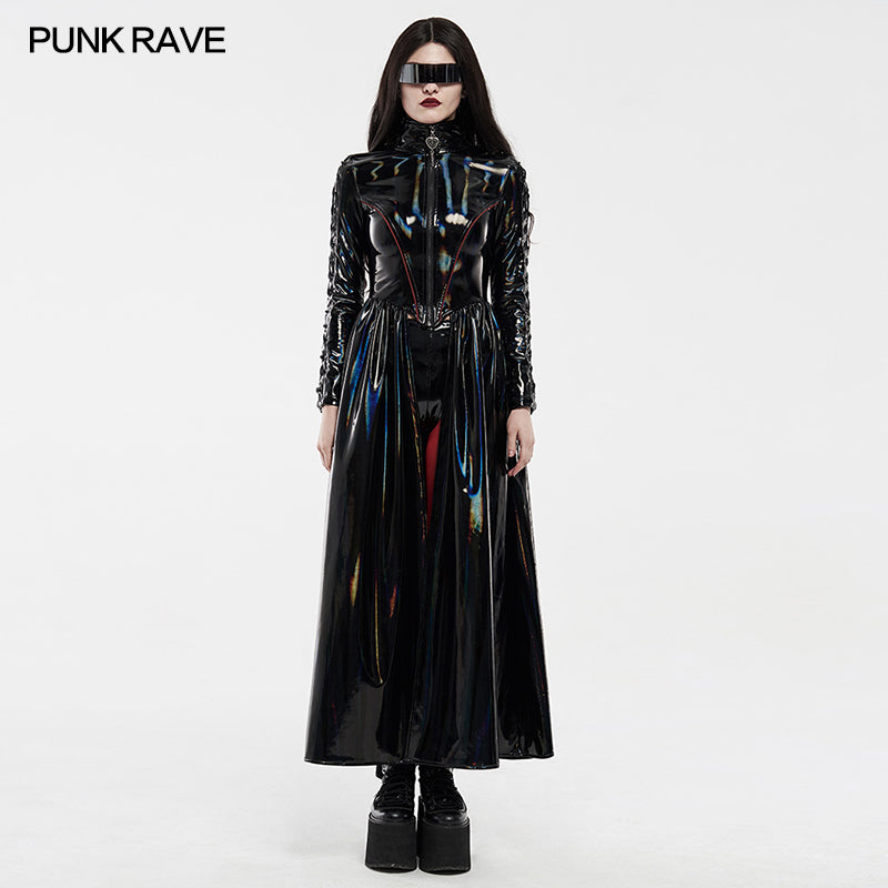 WY-1213LCF Cyber rococo laser long coat?-??Punk Rave Clothing
