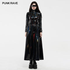 WY-1213LCF Cyber rococo laser long coat?-??Punk Rave Clothing