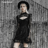OPQ-722LQF Hollow-out lace dress?-??Punk Rave Clothing