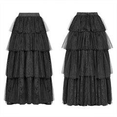 WQ-426 Dark Gothic Long Lace Tiered Skirt Ball Gown Dress?-??Punk Rave Clothing