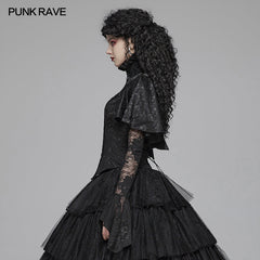 WY-1056 Gothic High Collar Long Sleeve Shawl Lace Shirt?-??Punk Rave Clothing