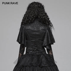 WY-1056 Gothic High Collar Long Sleeve Shawl Lace Shirt?-??Punk Rave Clothing