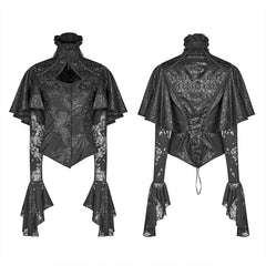 WY-1056 Gothic High Collar Long Sleeve Shawl Lace Shirt?-??Punk Rave Clothing