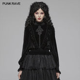 WT-571 Gothic Middle Collar Dark-grain Velvet Blouse For Women?-??Punk Rave Clothing