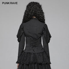 WY-1042 Gothic Long Shirt With Irregular Hollow-out Lace Design For Women?-??Punk Rave Clothing