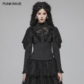 WY-1042 Gothic Long Shirt With Irregular Hollow-out Lace Design For Women?-??Punk Rave Clothing