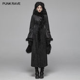 WY-1036 Gothic Gorgeous Fur High Collar Jacquard Long Coat?-??Punk Rave Clothing