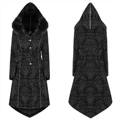 WY-1054 Gothic Pattern Medium Long Coat With Pointed Hat For Women?-??Punk Rave Clothing