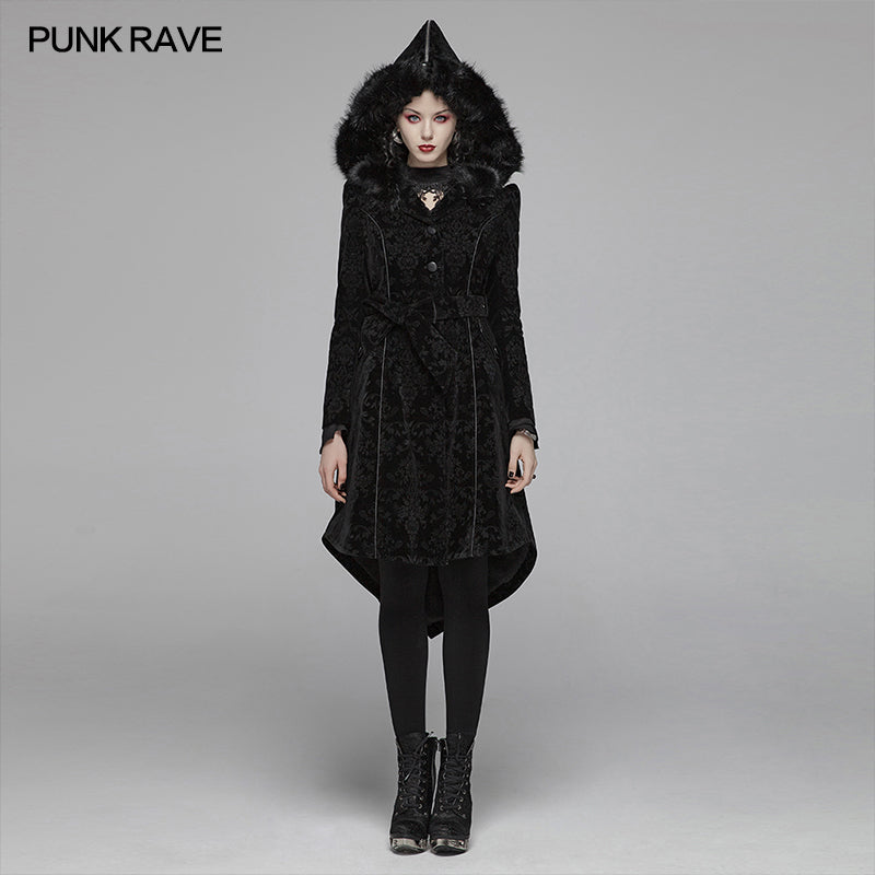 WY-1054 Gothic Pattern Medium Long Coat With Pointed Hat For Women?-??Punk Rave Clothing