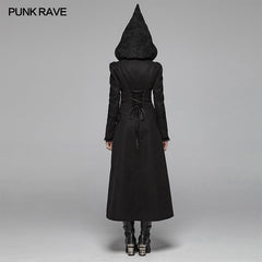 WY-1046 Gothic Long Woolen Coat With Pointed Hooded For Women?-??Punk Rave Clothing
