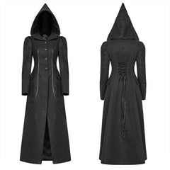 WY-1046 Gothic Long Woolen Coat With Pointed Hooded For Women?-??Punk Rave Clothing