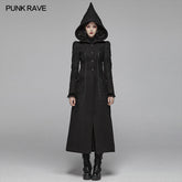 WY-1046 Gothic Long Woolen Coat With Pointed Hooded For Women?-??Punk Rave Clothing