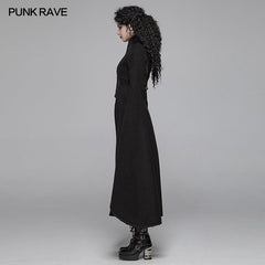 WY-1044 Gothic Double-sided Woolen Standing Collar Long Coat With Broken Block-style Sleeves For Women?-??Punk Rave Clothing