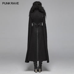 WY-1044 Gothic Double-sided Woolen Standing Collar Long Coat With Broken Block-style Sleeves For Women?-??Punk Rave Clothing