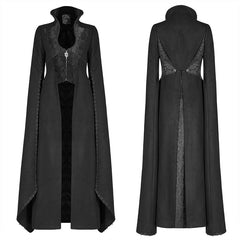 WY-1044 Gothic Double-sided Woolen Standing Collar Long Coat With Broken Block-style Sleeves For Women?-??Punk Rave Clothing
