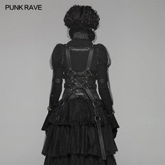 WY-1047 Steampunk Standing Collar Long Sleeve Cross Short Coat?-??Punk Rave Clothing