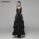 WQ-408 Steampunk Ruffle Lace-up Long Dress For Women?-??Punk Rave Clothing
