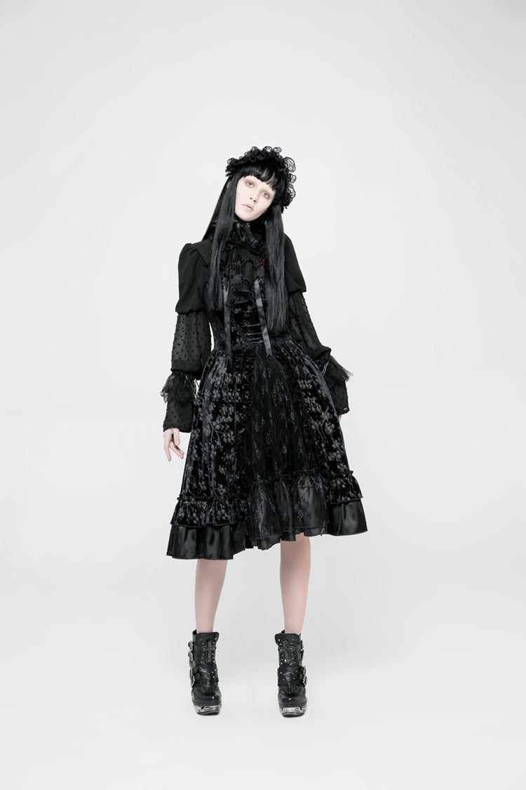 WLQ-085 Gorgeous Velvet Plum Blossom Printing Lolita Dress?-??Punk Rave Clothing