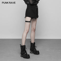 OPK-221 Double Belt Row Buckle Punk Fake Half Skirt?-??Punk Rave Clothing