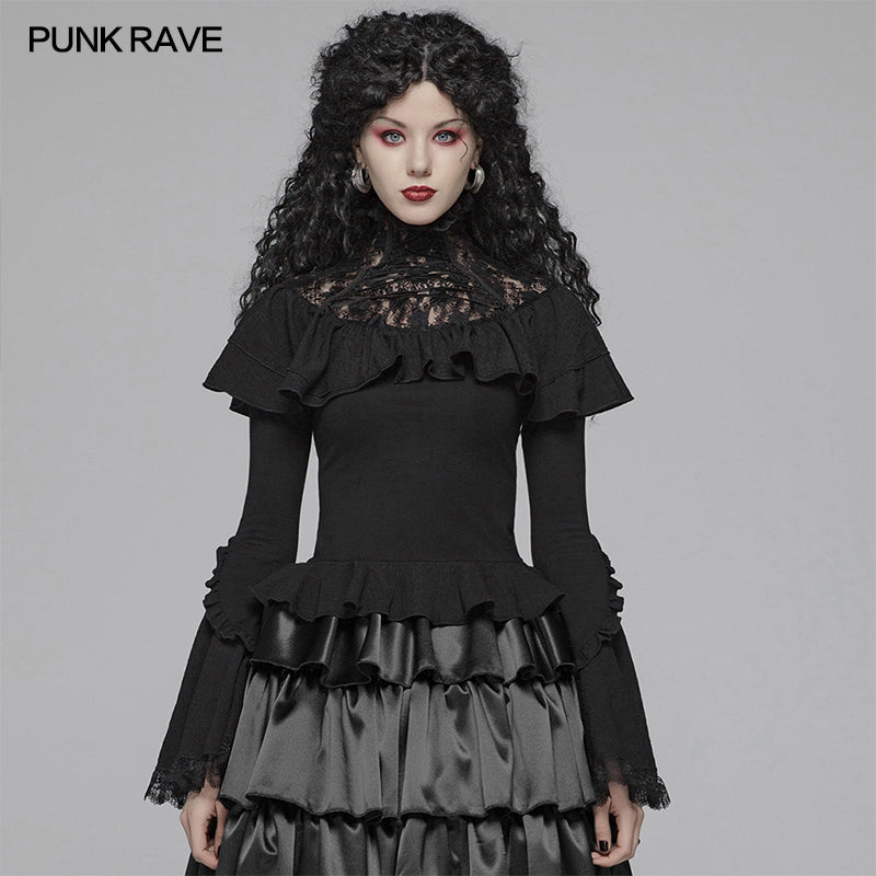 WLT-013 Lolita Lace Turtleneck Long Sleeve T-shirt?-??Punk Rave Clothing