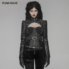 WY-961 Steam Punk Long Sleeve PU Leather Short Jacket?-??Punk Rave Clothing
