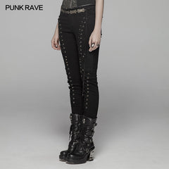 WK-372 Steam Punk Elasticity Denim Rope Pant?-??Punk Rave Clothing