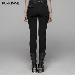WK-372 Steam Punk Elasticity Denim Rope Pant?-??Punk Rave Clothing