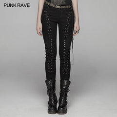 WK-372 Steam Punk Elasticity Denim Rope Pant?-??Punk Rave Clothing