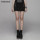 WQ-427 Punk Metal Mini Half Skirt With Two Sides Lace-up Design?-??Punk Rave Clothing