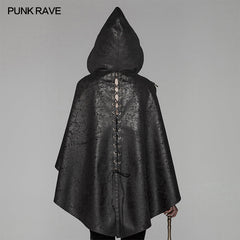 WY-1051 Steam Punk Leather PU Hooded Short Cloak With Lace-up Back?-??Punk Rave Clothing