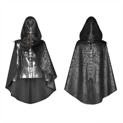 WY-1051 Steam Punk Leather PU Hooded Short Cloak With Lace-up Back?-??Punk Rave Clothing
