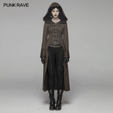 WY-1034 Steam Punk Hooded Striped High-low Long Coat?-??Punk Rave Clothing