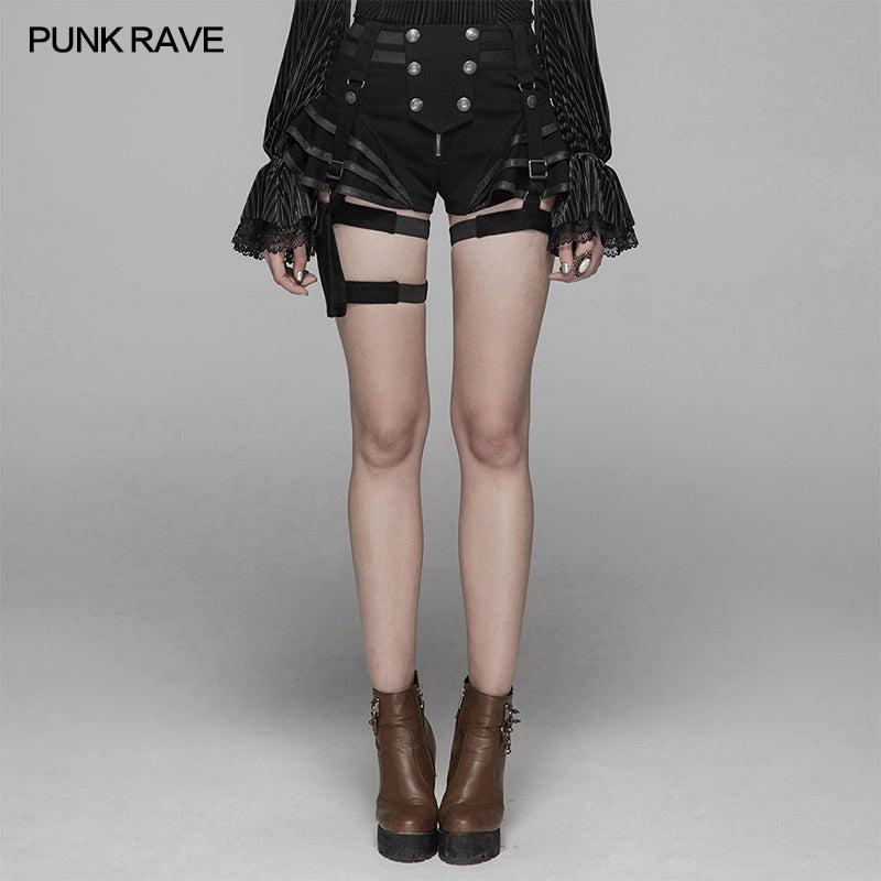 WK-373 Steampunk Short Jean lolita Pant With Adjustable Removable Belt?-??Punk Rave Clothing